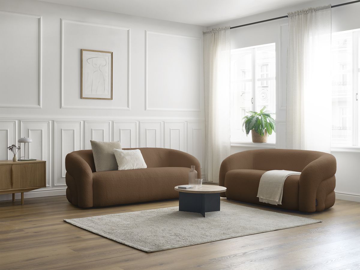 Bobochic Elina Sofa 5-Sitzer Bouclé-Stoff Braun