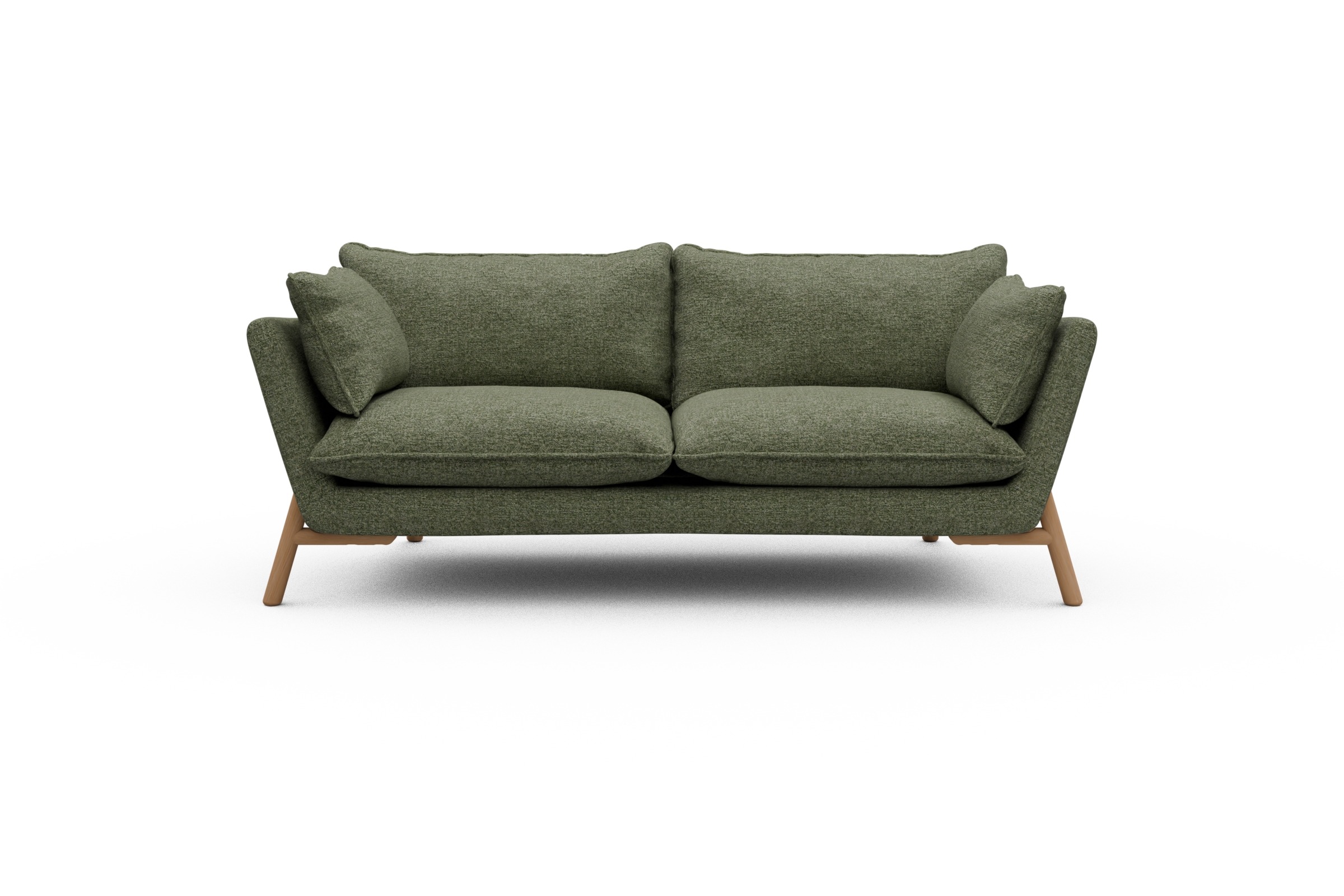 Skandi Home Sofa Emil PREMIUM 2-Sitzer Beinfarbe Eiche Natur Carreno-Vivid-Green moebelfaktor