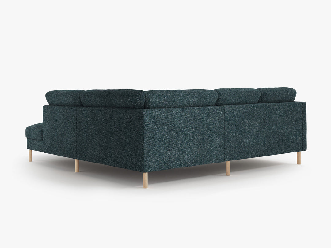 Micadoni Symmetrisches Ecksofa Eden 4-Sitzer Rechts Strukturierter Stoff Grün Blau Melange