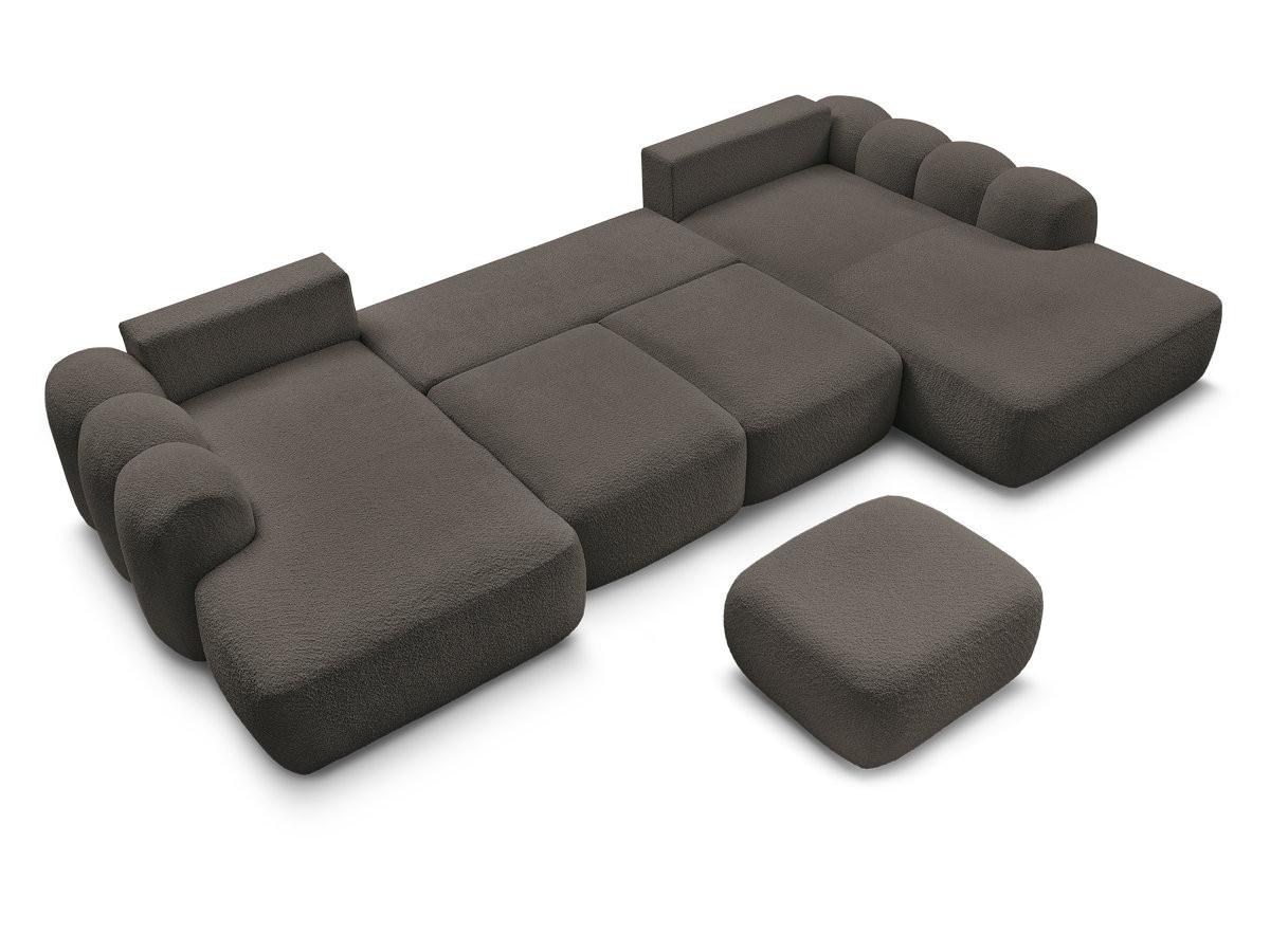 Bobochic Montaigne Wohnlandschaft mit Pouf Bouclé-Stoff Braun Ecke links