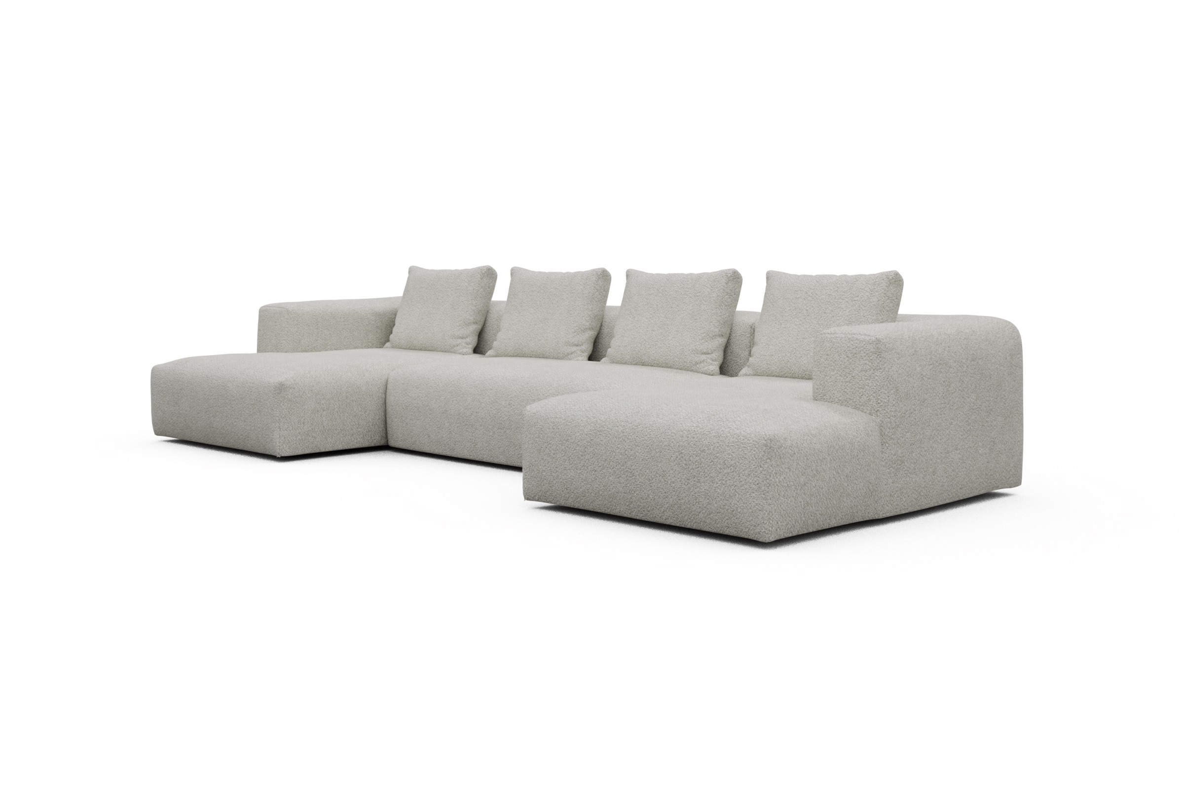 Wohnlandschaft Fred mit 2-Sitzer und Chaiselongue beidseitig Vanora-Warm-Sand