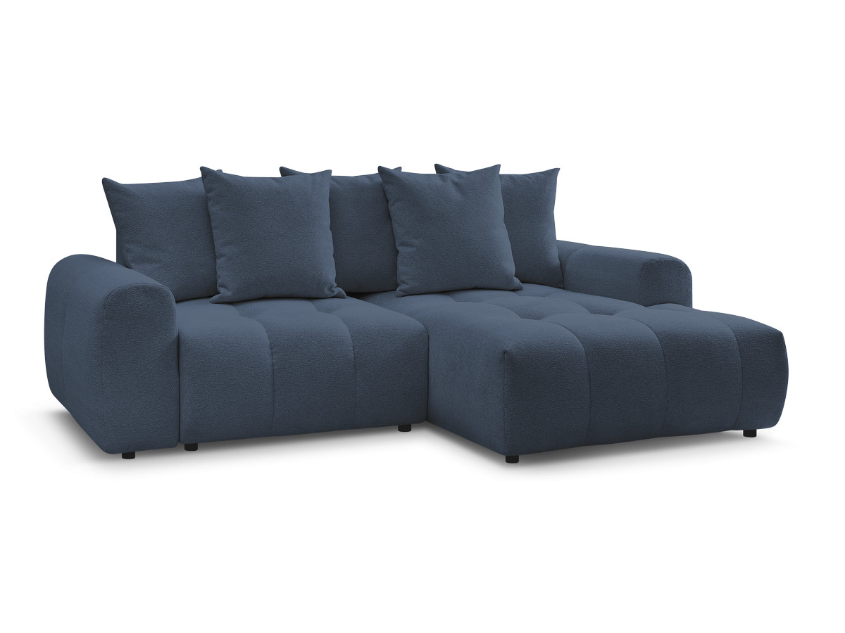 Bobochic Roxelane Ecksofa mit Schlaffunktion und Bettkasten 258 × 150 cm Melange-Stoff Dunkelblau Ecke rechts