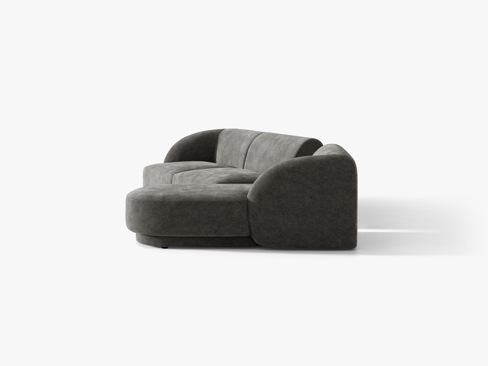Micadoni Modulares Sofa Miley mit Recamiere 3-Sitzer Rechts Chenille Haga Grau
