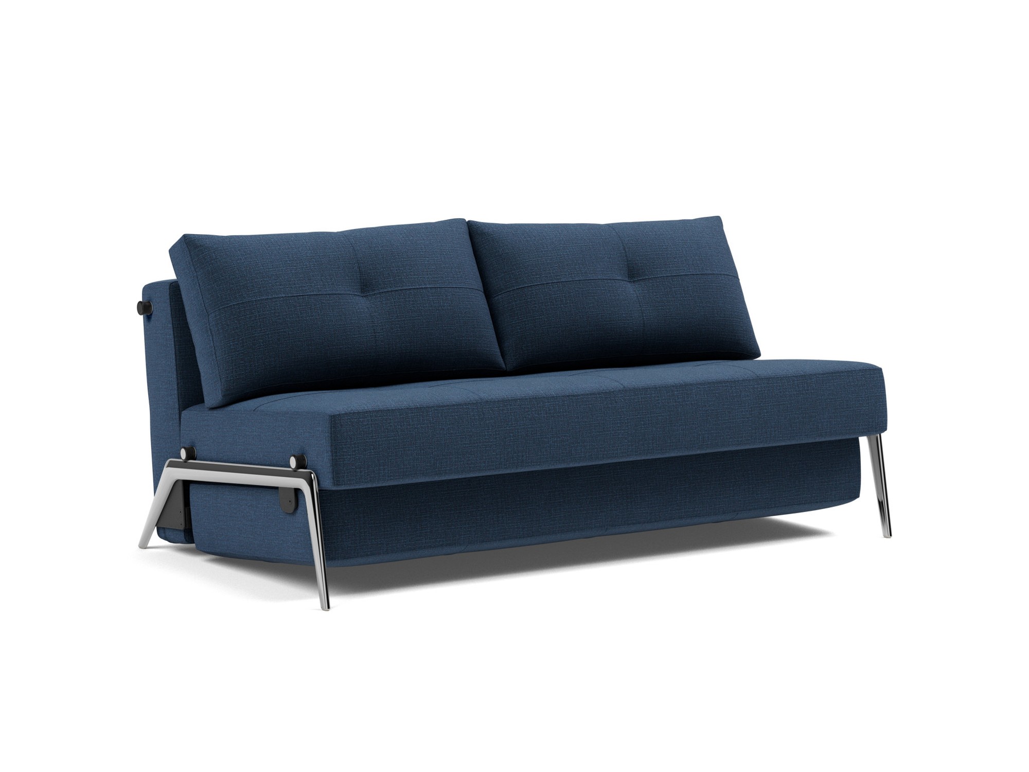 Schlafsofa Cubed 160 Chenille Esina 414-Indigo-Blue Beine Aluminium