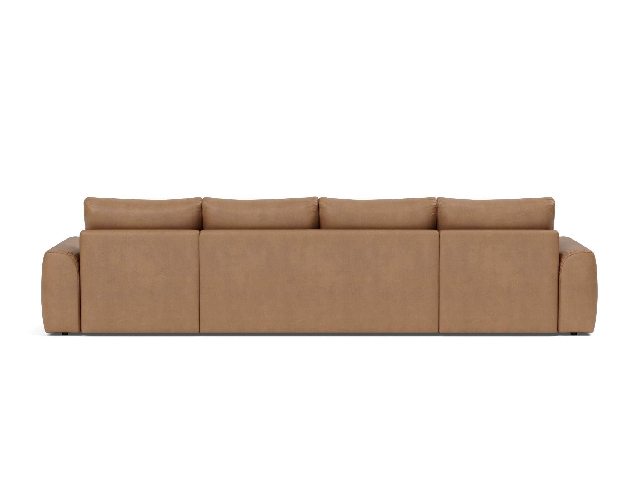 Schlafsofa Norum U-Form mit Chunky-Armlehnen Lederoptik Faunal 551-Brown