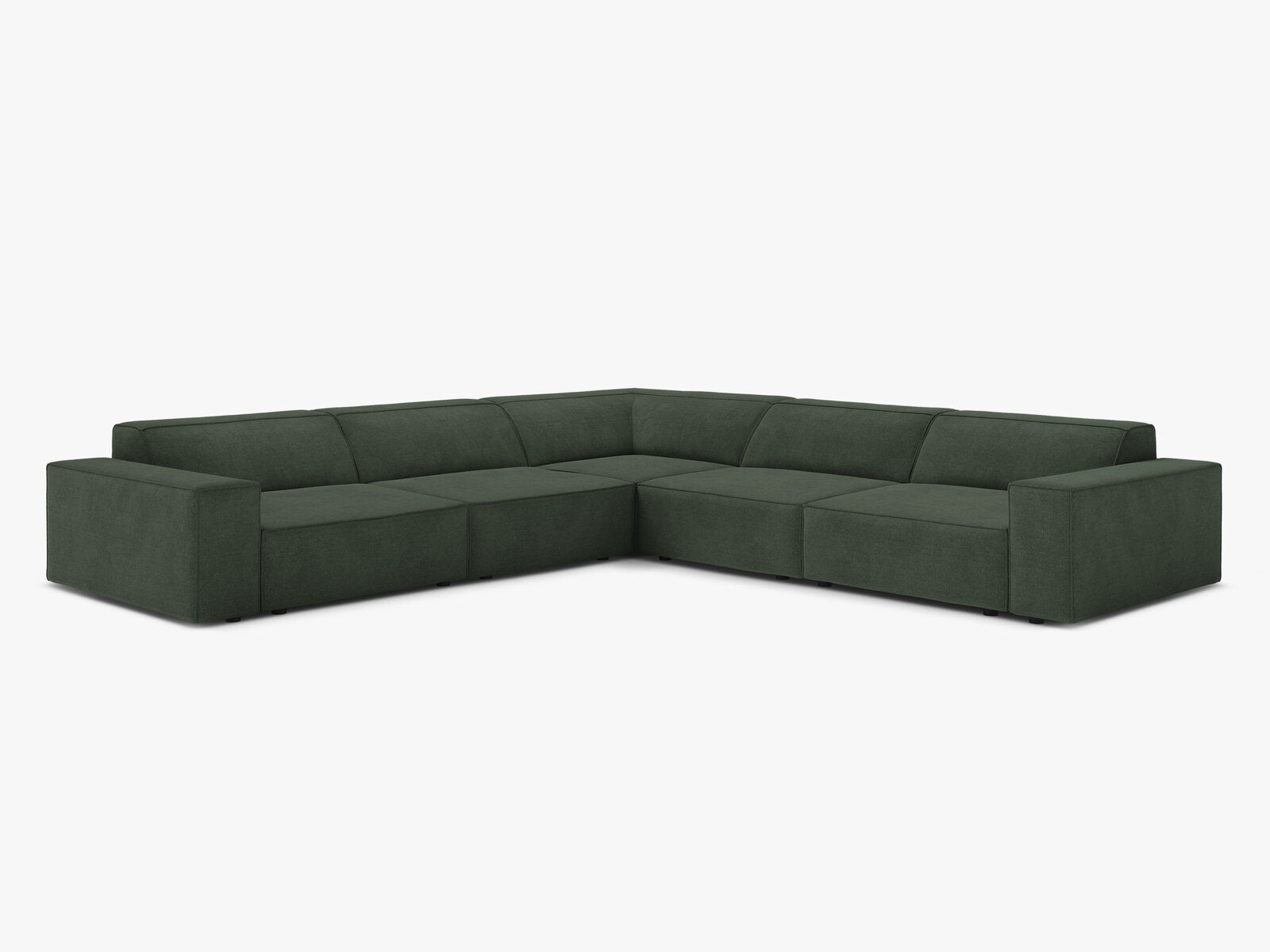 Micadoni Symmetrisches Ecksofa Jodie 6-Sitzer Strukturierter Stoff Liberty Moßgrün