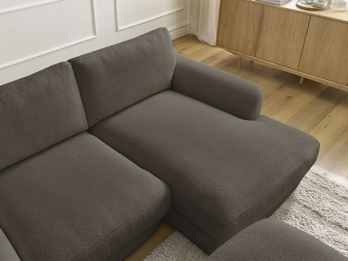 Bobochic Leonore Ecksofa mit Pouf Bouclé-Stoff Braun Ecke rechts