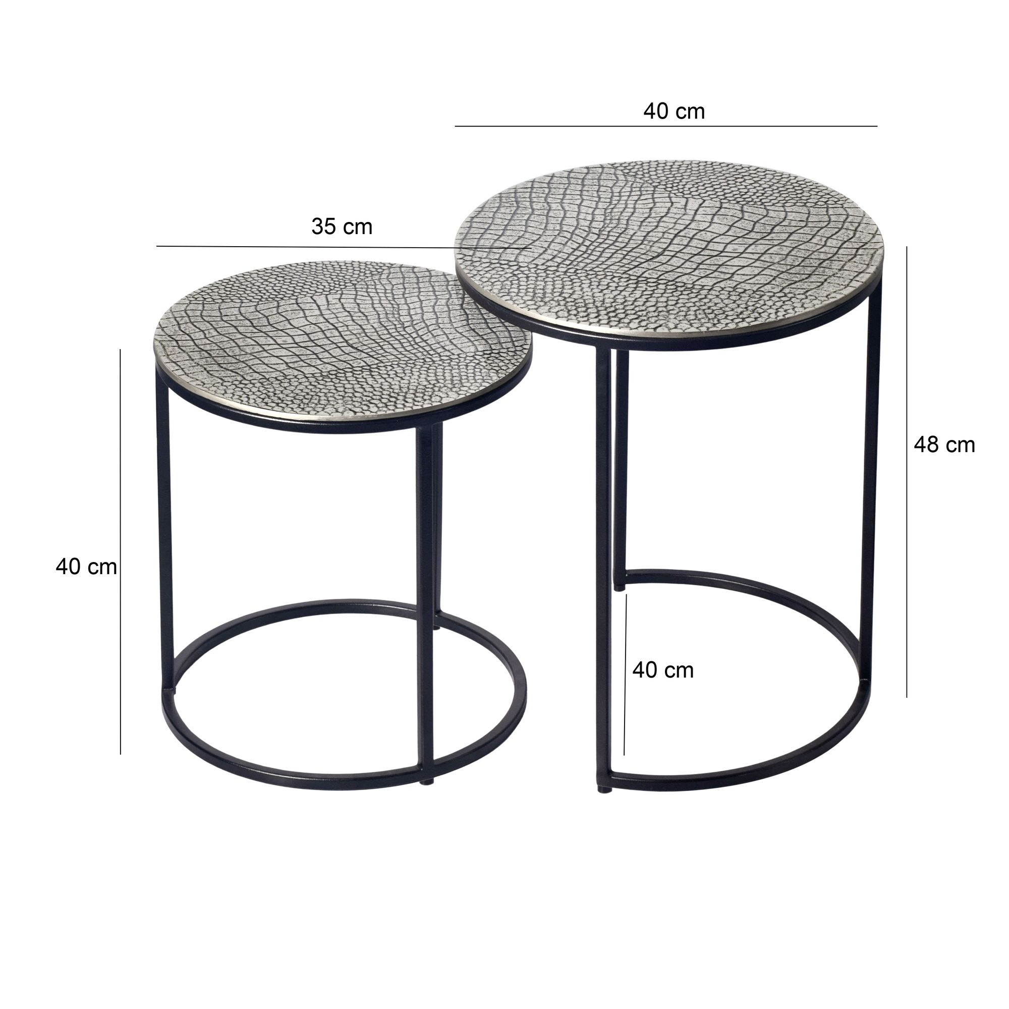 Satztisch 2er-Set Sandnes Aluminium Silber Ø 40 × H 48 cm