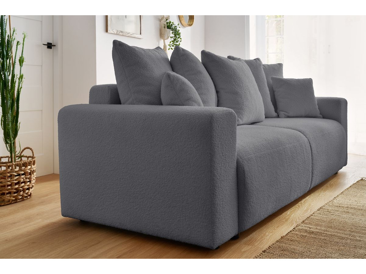 Bobochic Envy Schlafsofa 3-Sitzer mit Bettkasten Bouclé-Stoff Dunkelgrau