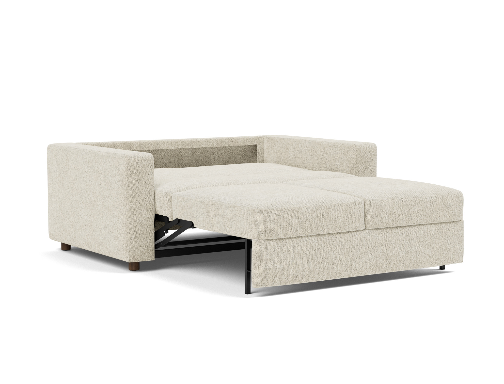 Schlafsofa Neah mit Standard-Armlehnen 140 Strukturierter Stoff Taura 357-Off-White