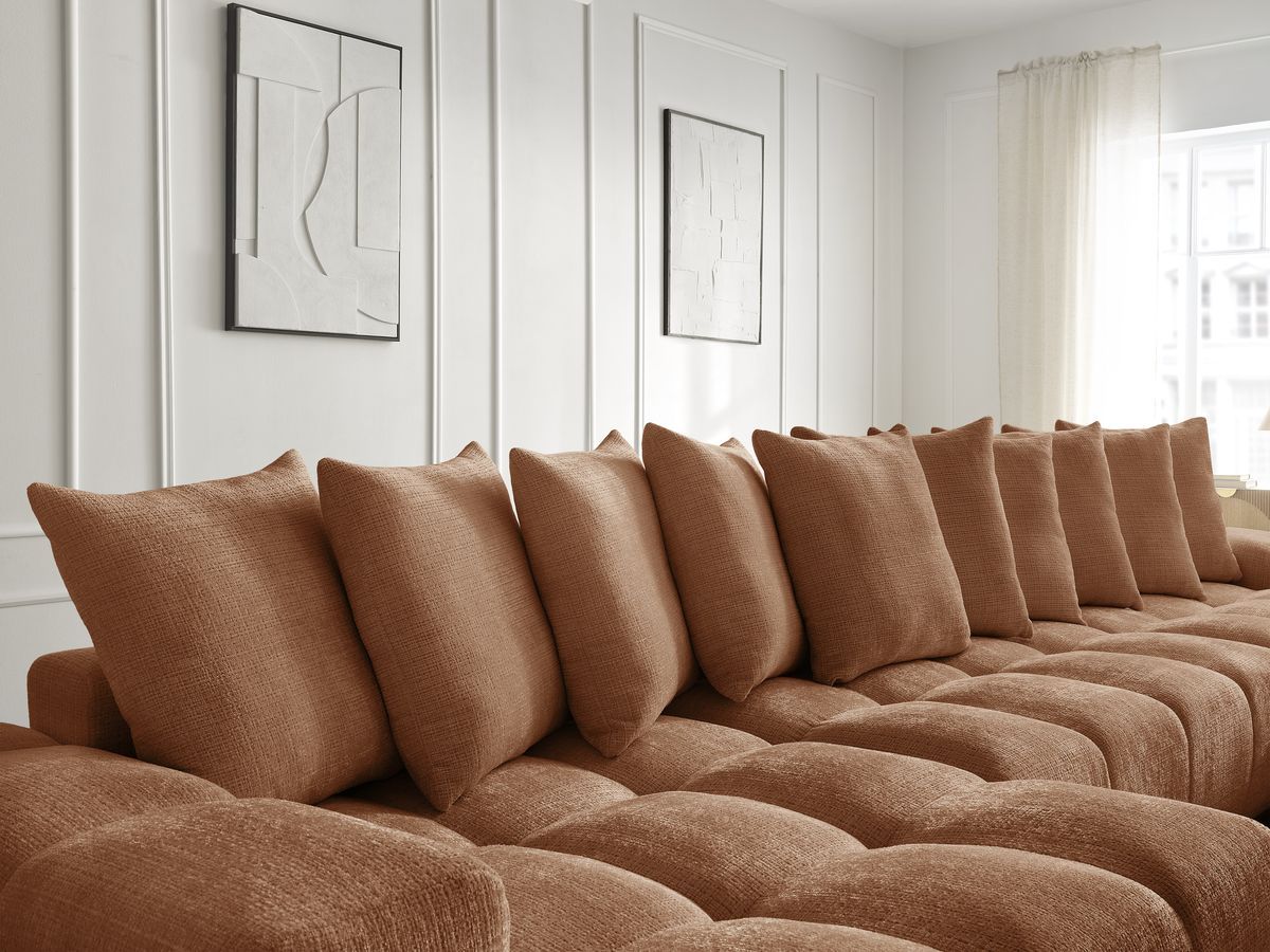 Bobochic Anakin Wohnlandschaft, 10 Kissen Strukturstoff Orange