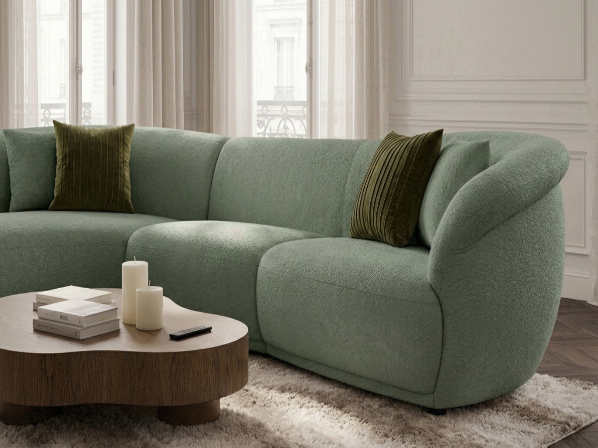 Bobochic Nora Ecksofa Chenille Grün Ecke links