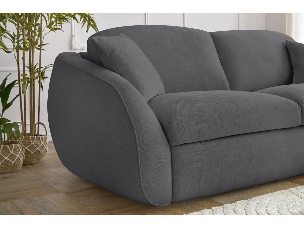 Bobochic Cezanne Schlafsofa 3-Sitzer Stoff Dunkelgrau, Liegefläche 160 × 194 cm