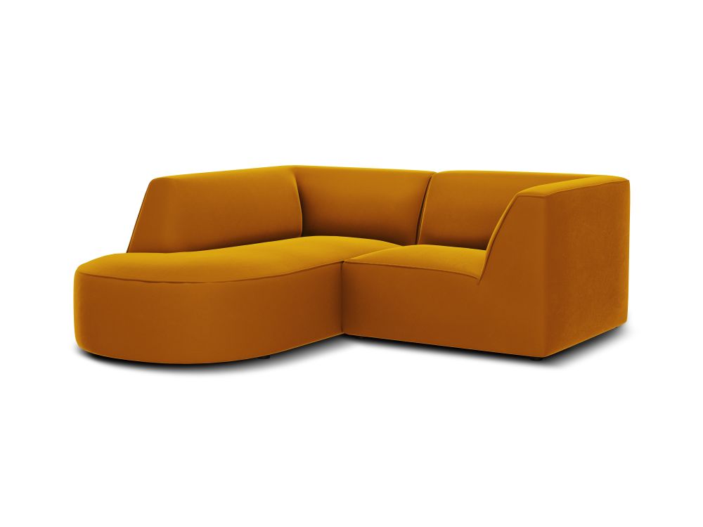 Cosmopolitan Design Ecksofa Siena 3-Sitzer abgerundet Samt Salvador Gelb Links