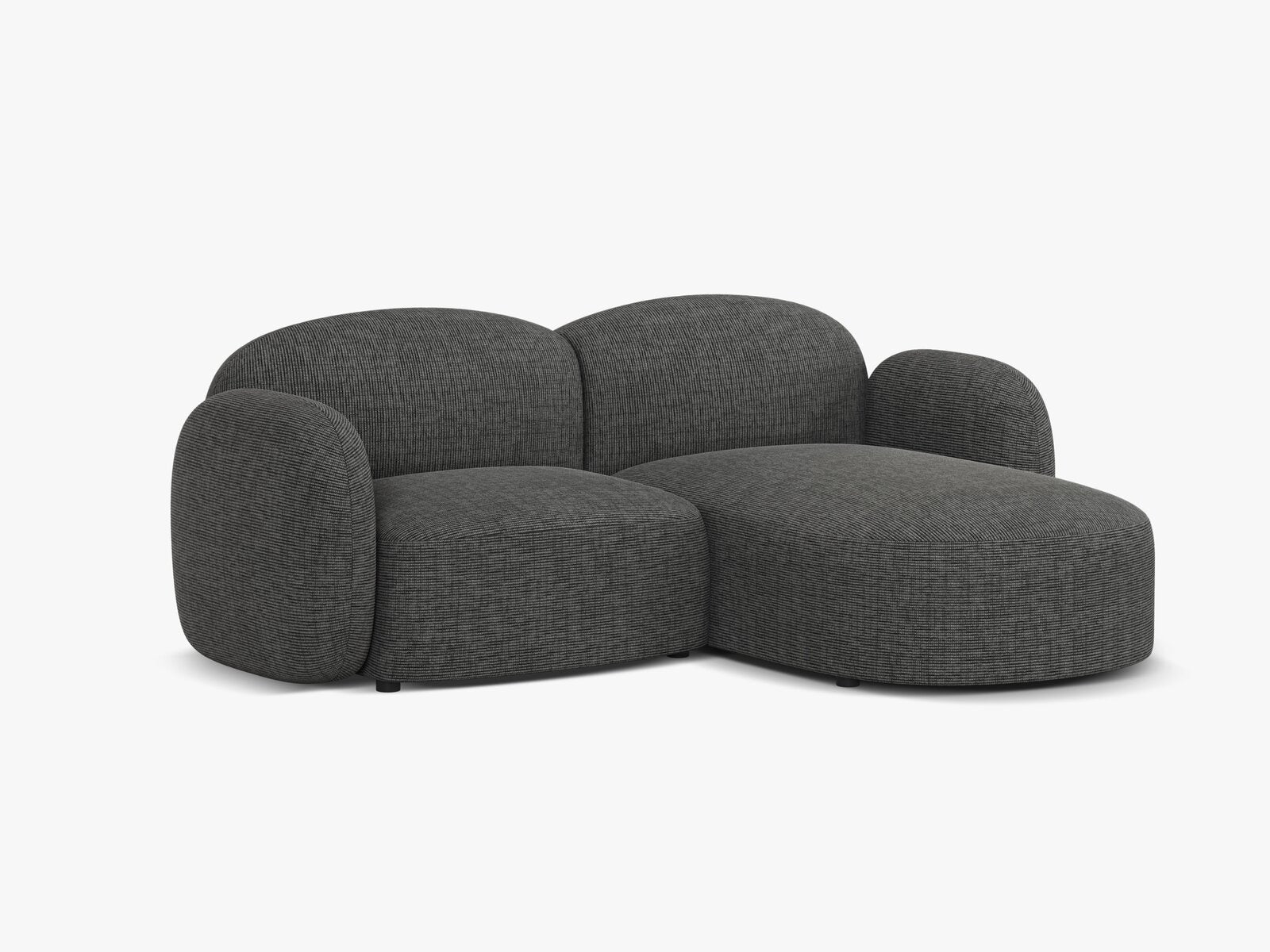 Micadoni Ecksofa Blair 3-Sitzer Rechts Strukturierter Stoff Baltimore Grau Melange