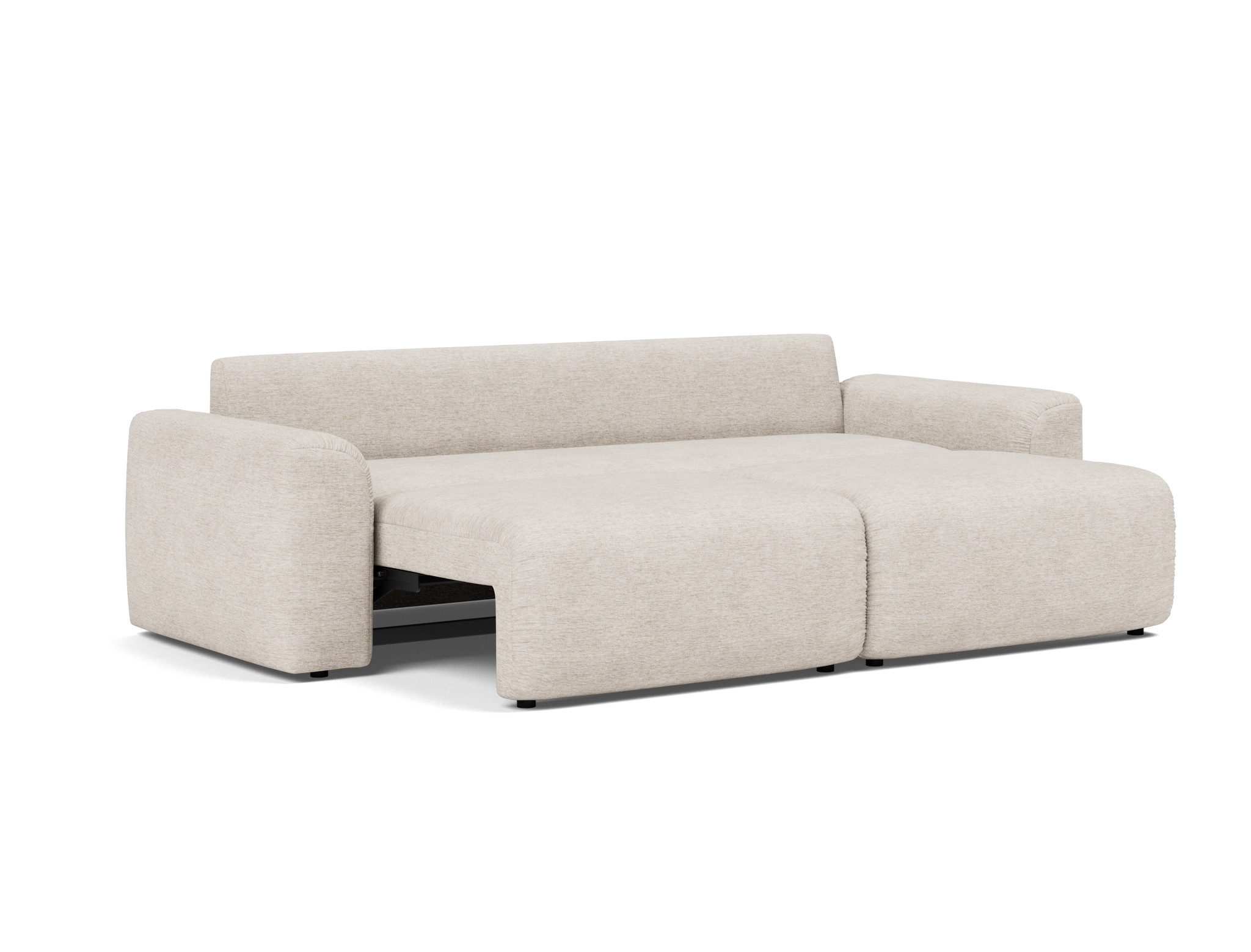 Schlafsofa Norum mit Chunky-Armlehnen Chenille Yuveno 470-Natural