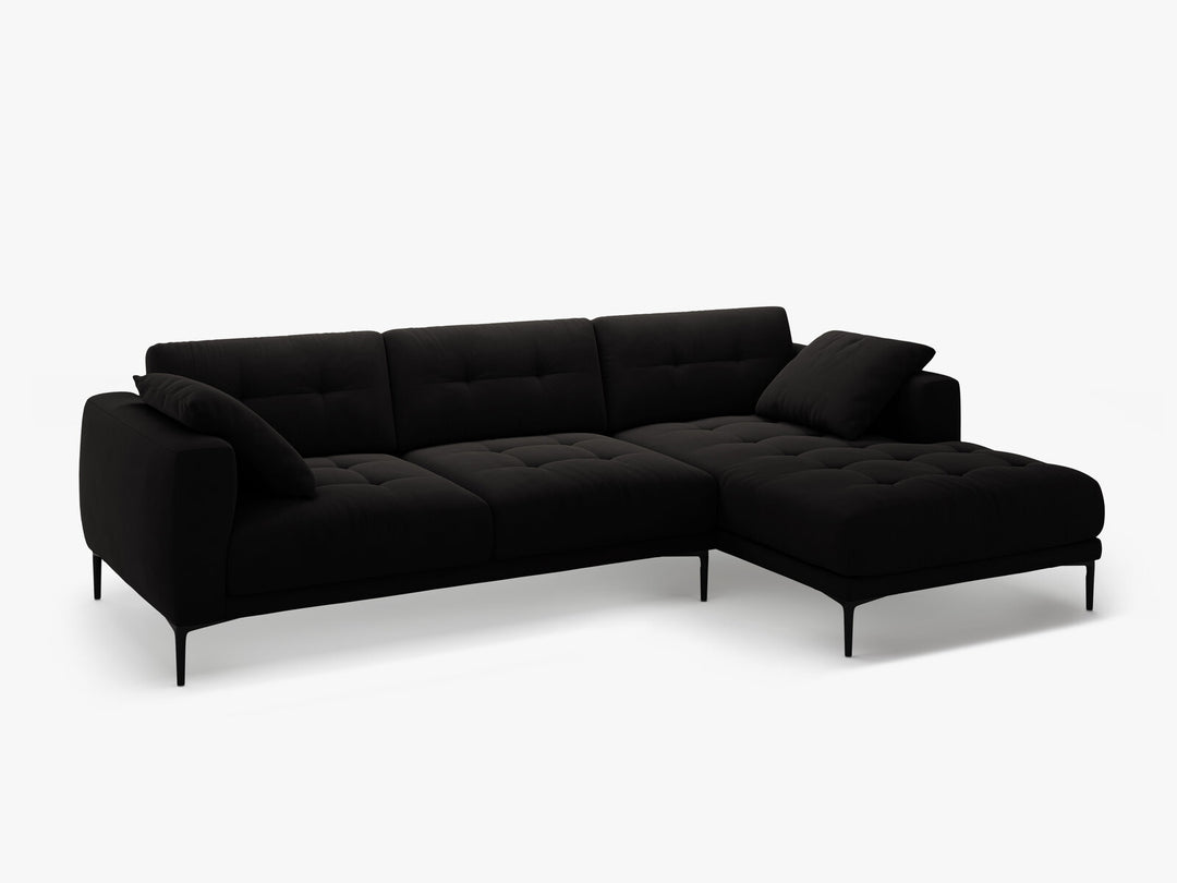Micadoni Ecksofa Bemy 3-Sitzer Rechts Samt Schwarz