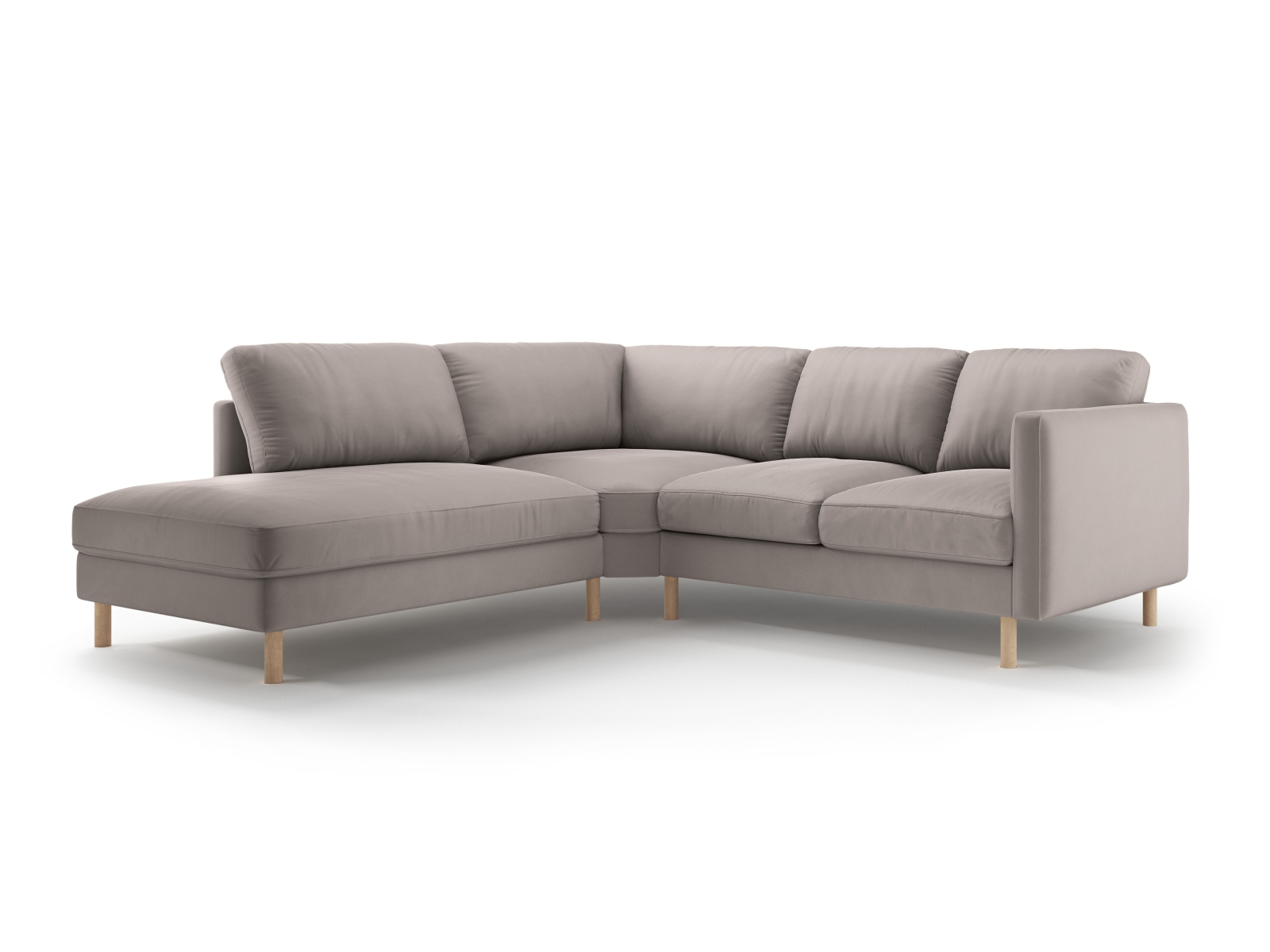 Micadoni Symmetrisches Ecksofa Eden 4-Sitzer Links Samt Warmes Grau