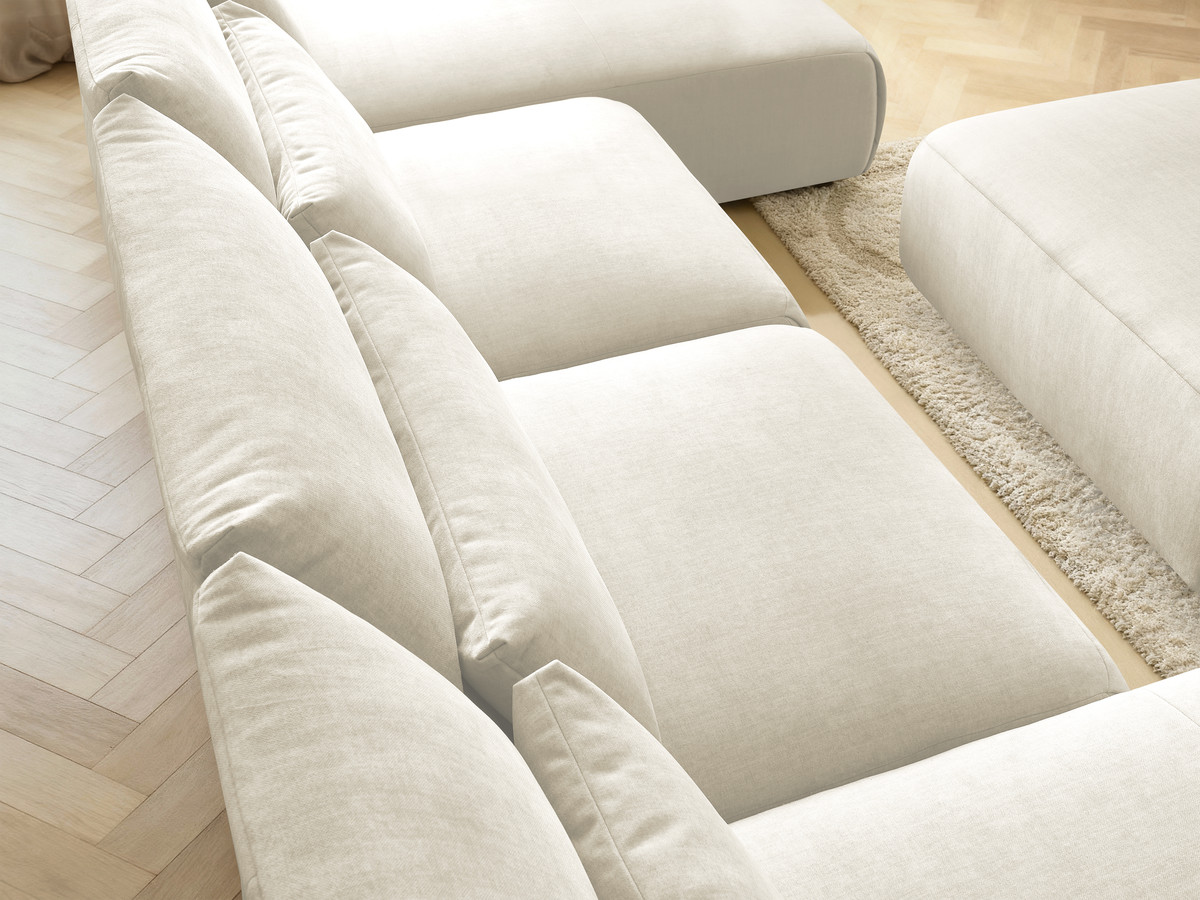 Bobochic Jana Wohnlandschaft mit großem Pouf Samt Beige