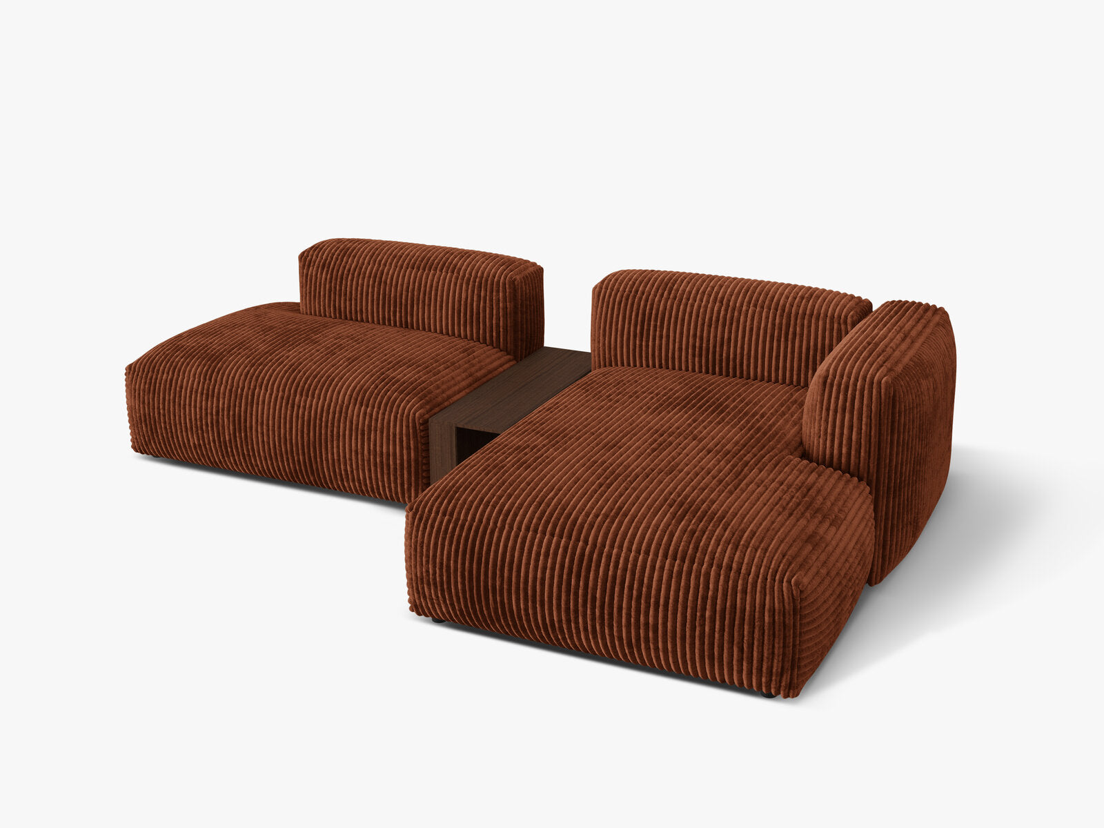 Micadoni Ecksofa Martina 2-Sitzer mit Couchtisch Rechts Kord Ziegel