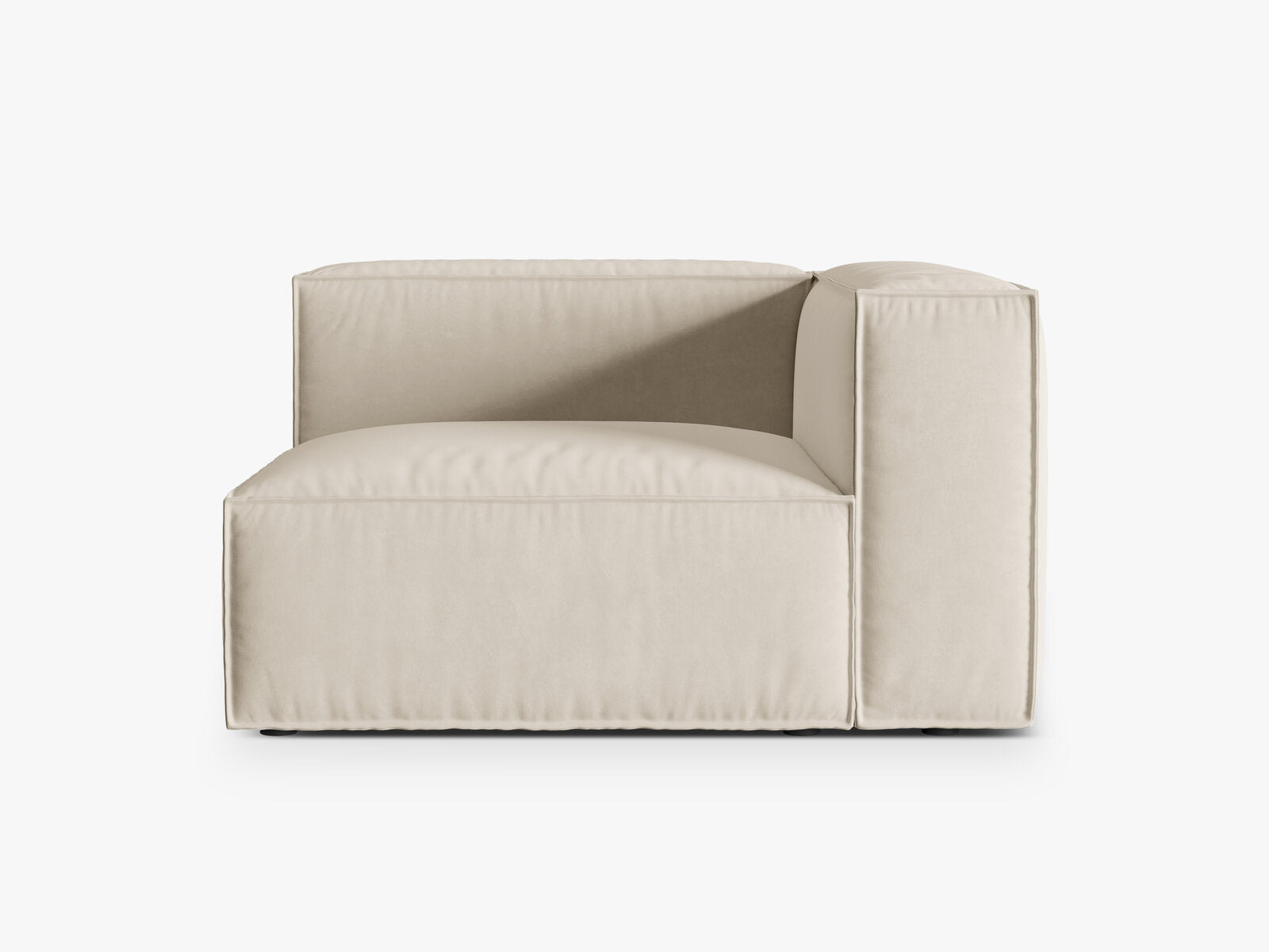 Micadoni Eckmodul Groß Nuria 1-Sitzer Samt Paris Beige Rechts