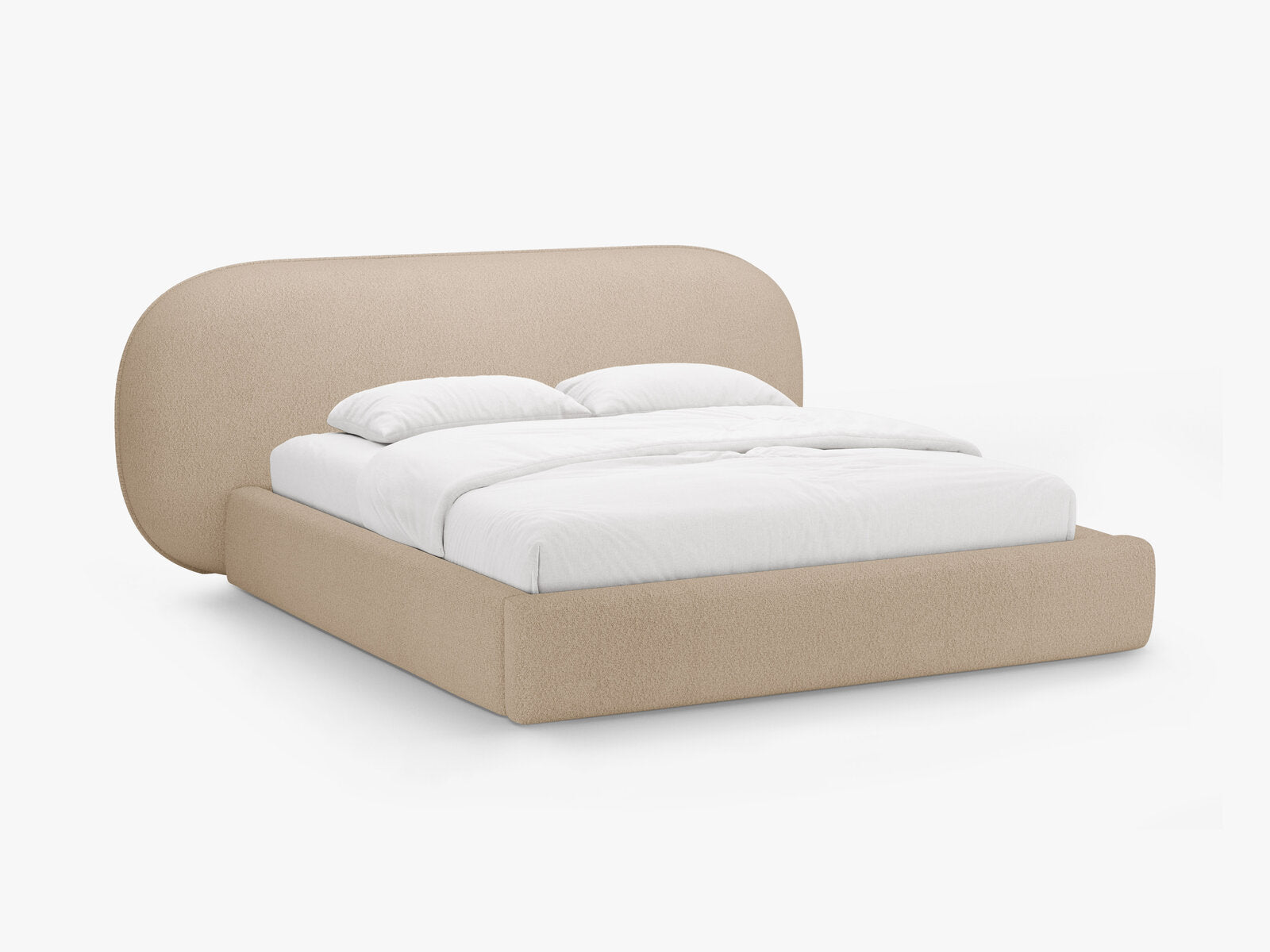 Micadoni Stauraumbett mit Kopfteil Ovalo Boucle Baloo Beige 160x200