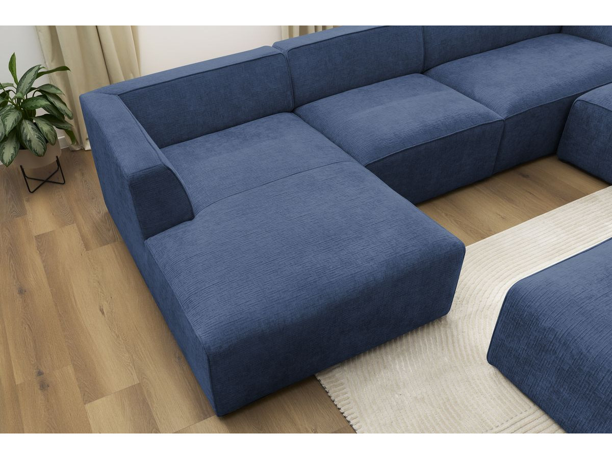 Bobochic Megeve Wohnlandschaft mit Pouf Strukturstoff Dunkelblau Ecke links