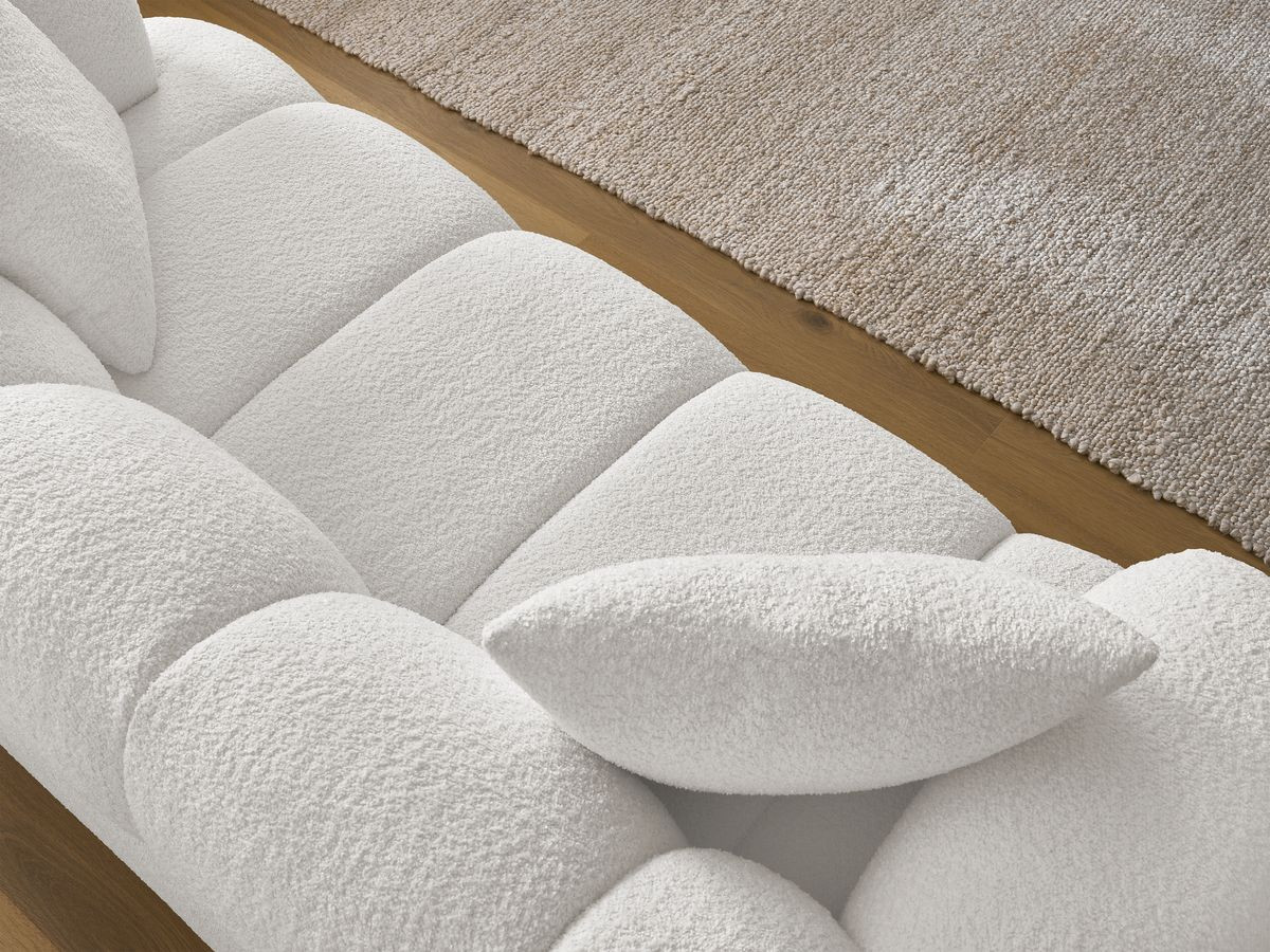Bobochic Pamira Sofa 2-Sitzer Bouclé-Stoff Weiß