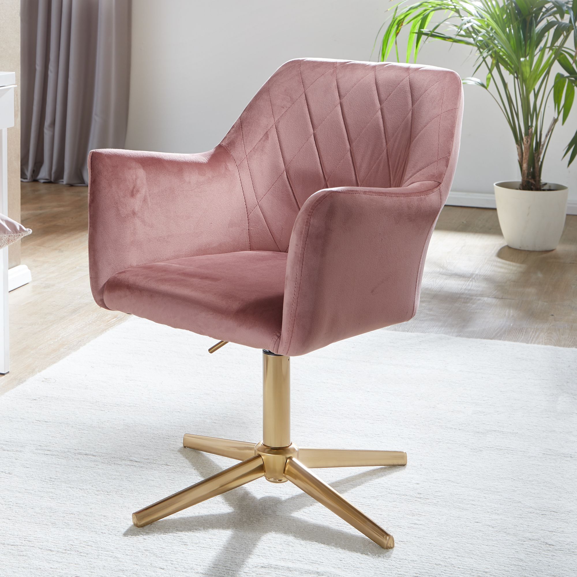 Esszimmerstuhl Voss Samt Rosa