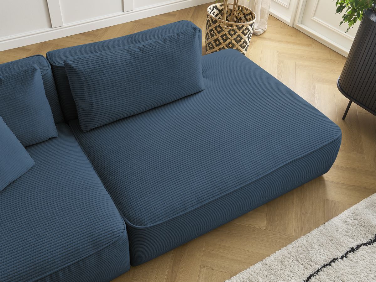 Bobochic Leopold Sofa 3-Sitzer Cordsamt Dunkelblau Armlehne links