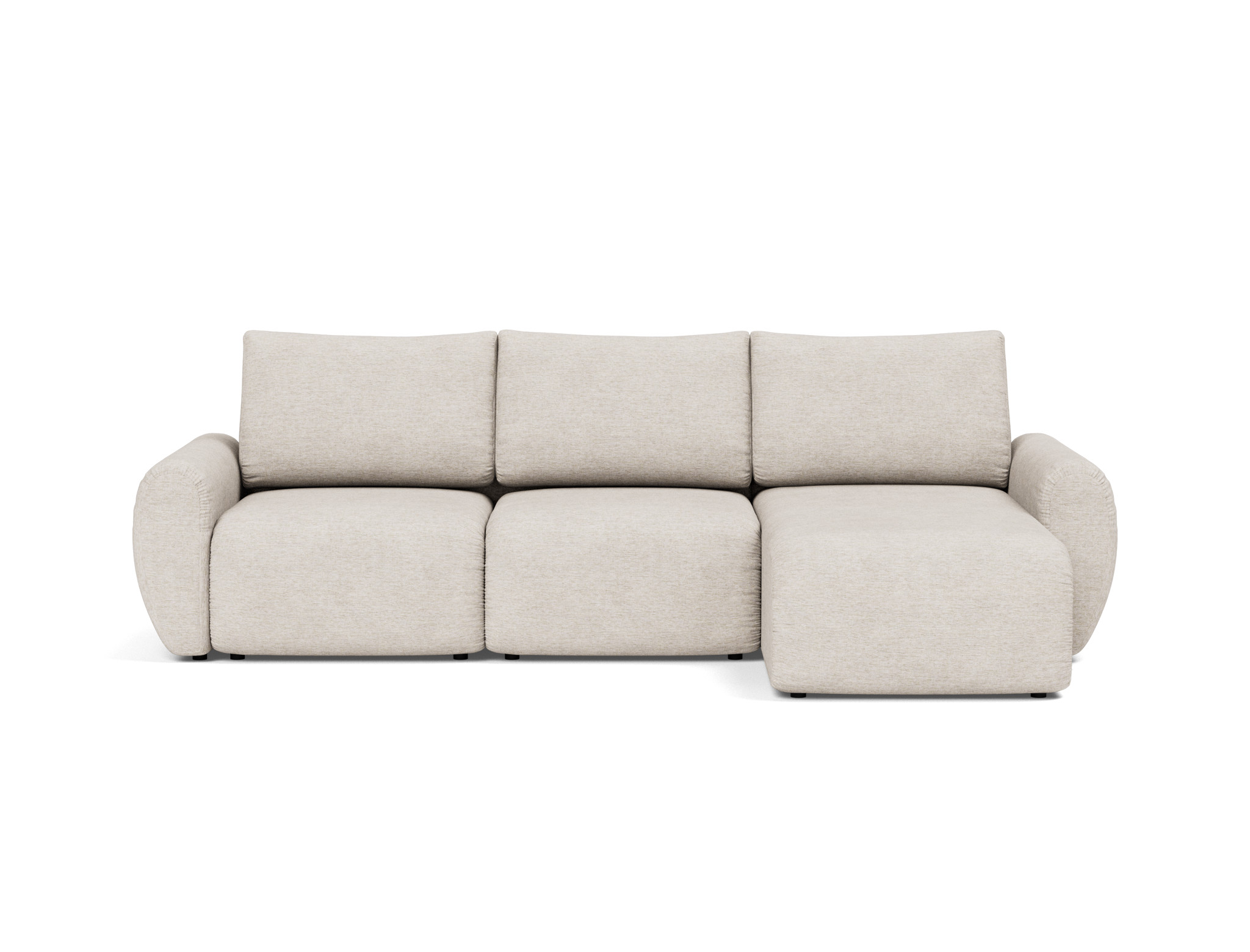 Schlafsofa Norum mit Chaiselongue und Curve-Armlehnen Chenille Yuveno 470-Natural