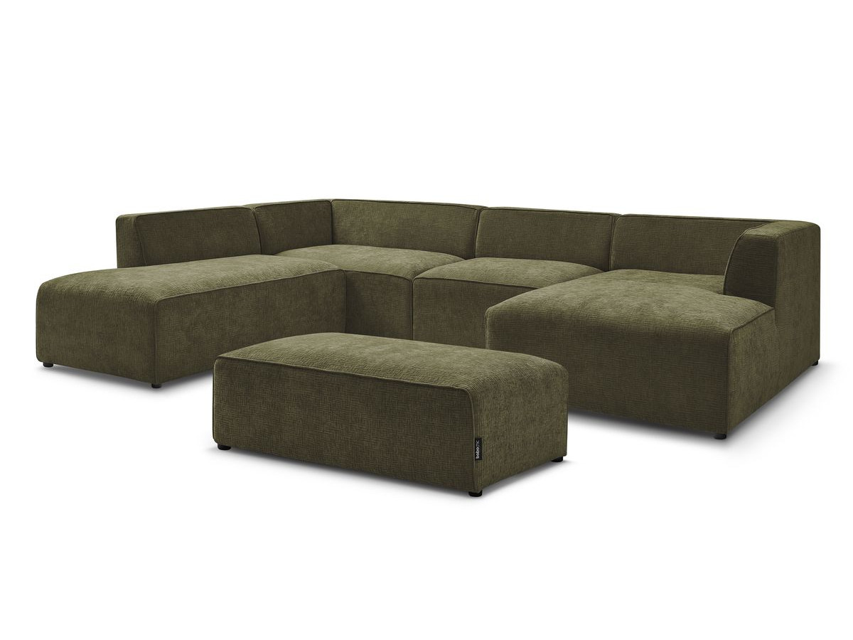 Bobochic Megeve Wohnlandschaft mit Pouf Strukturstoff Grün Ecke rechts
