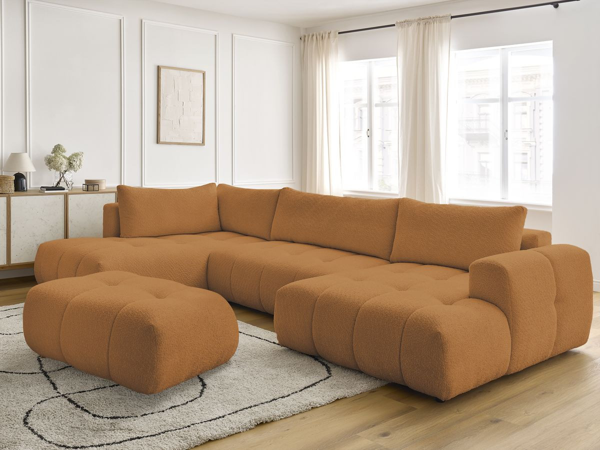 Bobochic Fuji Wohnlandschaft mit Pouf Bouclé-Stoff Gelb Ecke rechts
