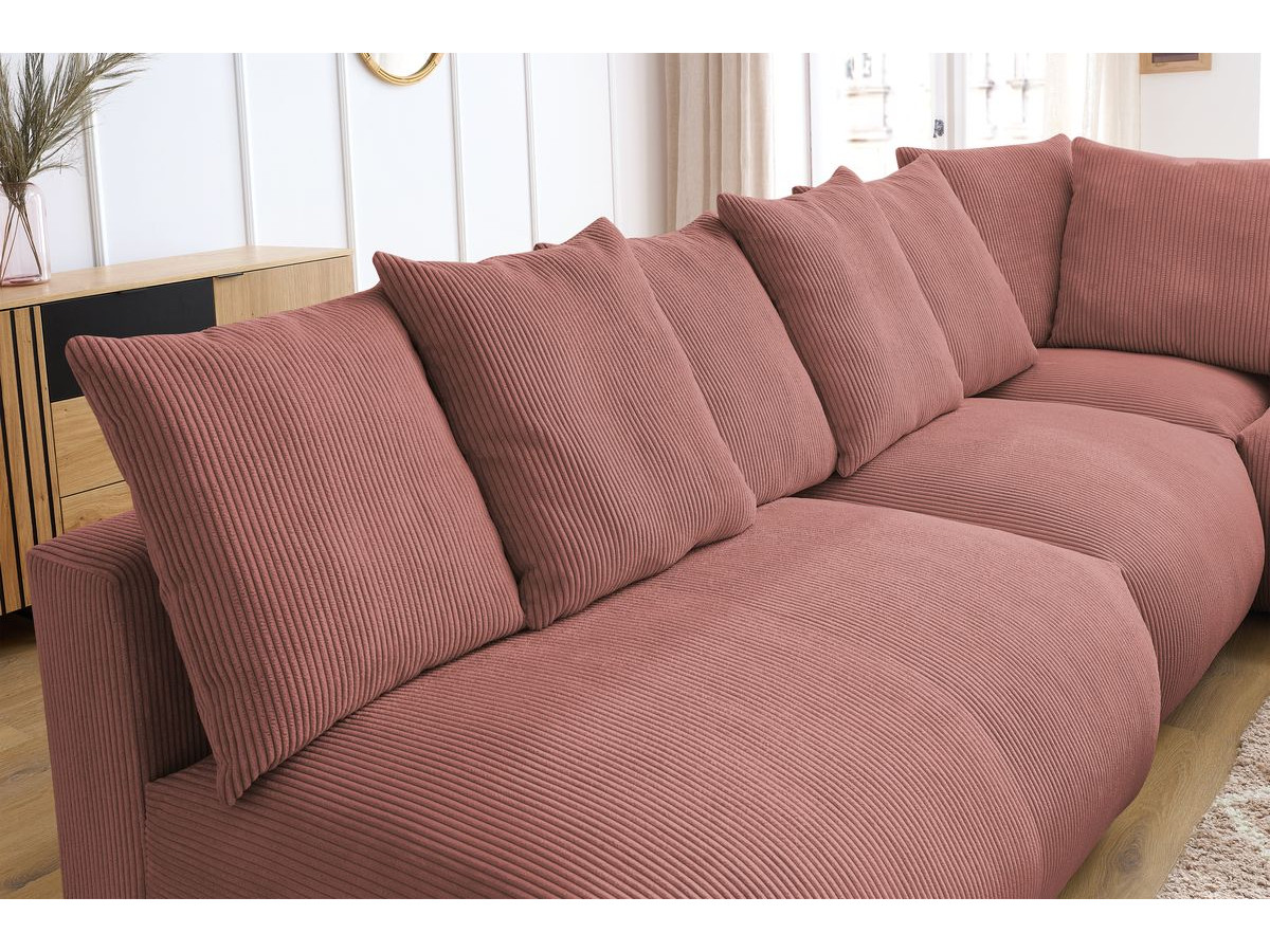 Bobochic Voltaire Ecksofa 322 × 268 cm Cordsamt Rosa Ecke rechts
