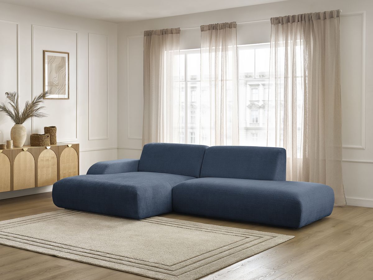 Bobochic Sirius Ecksofa 300 × 170 cm Strukturstoff Dunkelblau Ecke links