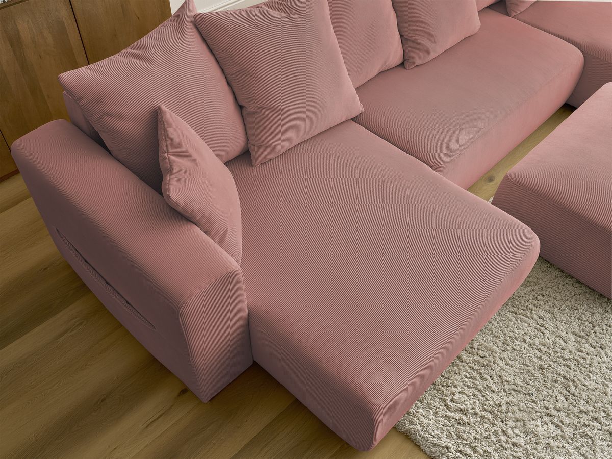 Bobochic Sidonie Wohnlandschaft mit Pouf Cordsamt Rosa