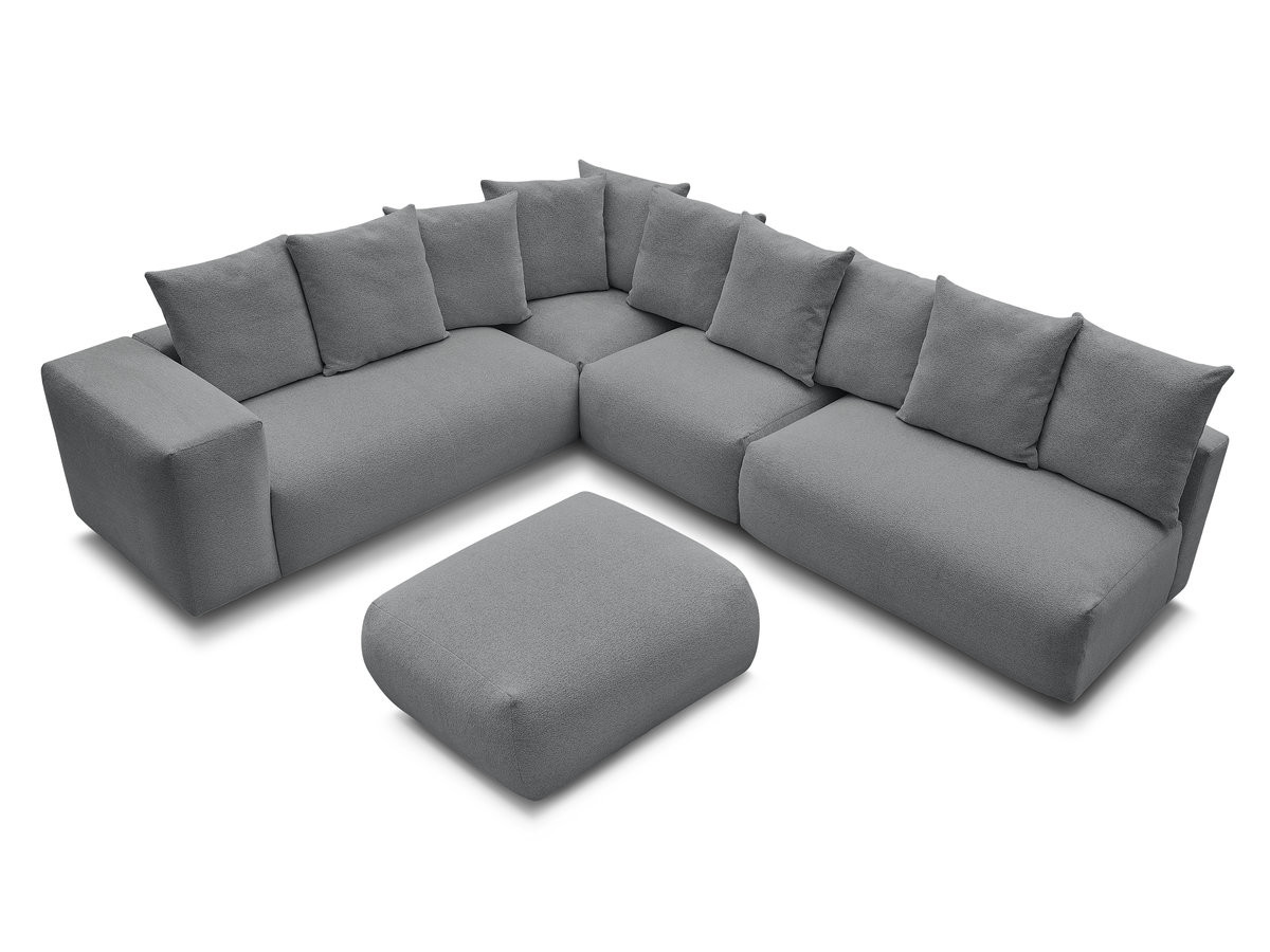 Bobochic Voltaire Ecksofa mit Pouf 322 × 268 cm Melange-Stoff Dunkelgrau Ecke links