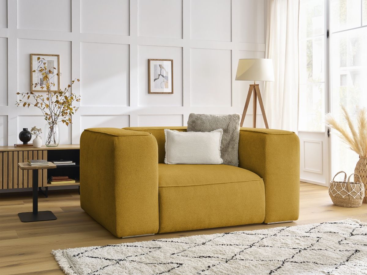 Bobochic Zephyr Sessel Strukturstoff Gelb