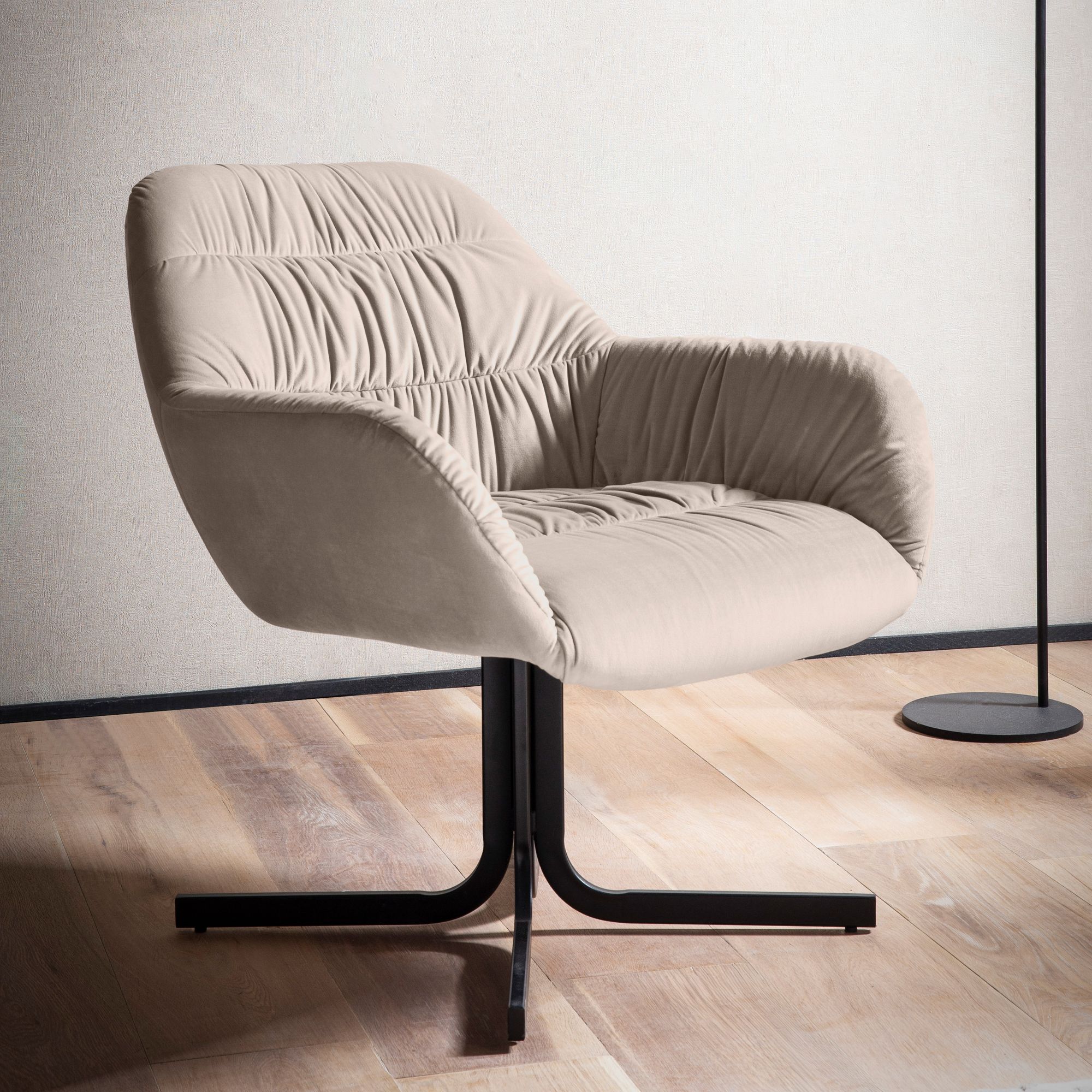 Loungesessel Hellvik Samt Beige 64 × 68 × 74 cm