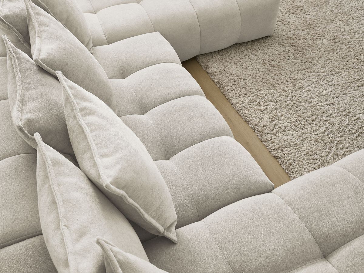 Bobochic Everest Wohnlandschaft, 14 Kissen Strukturstoff Beige Ecke links