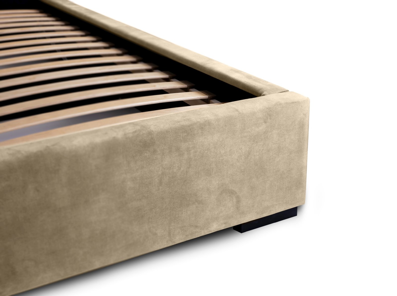 Polsterbett Portoza Samtstoff 180x200 mit Holzrahmen Macau Truffle