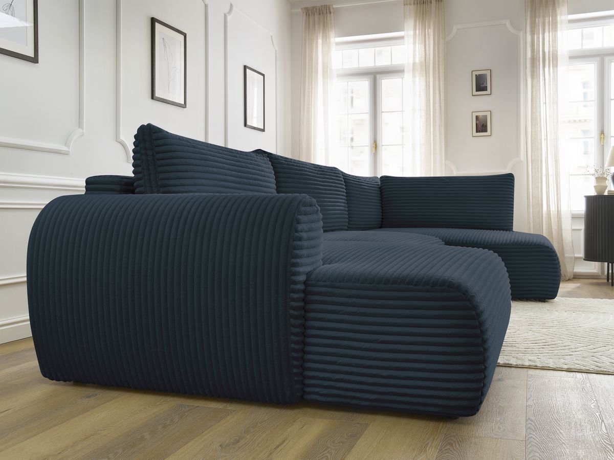 Bobochic Lucien Wohnlandschaft Breitcord weich Dunkelblau Ecke links
