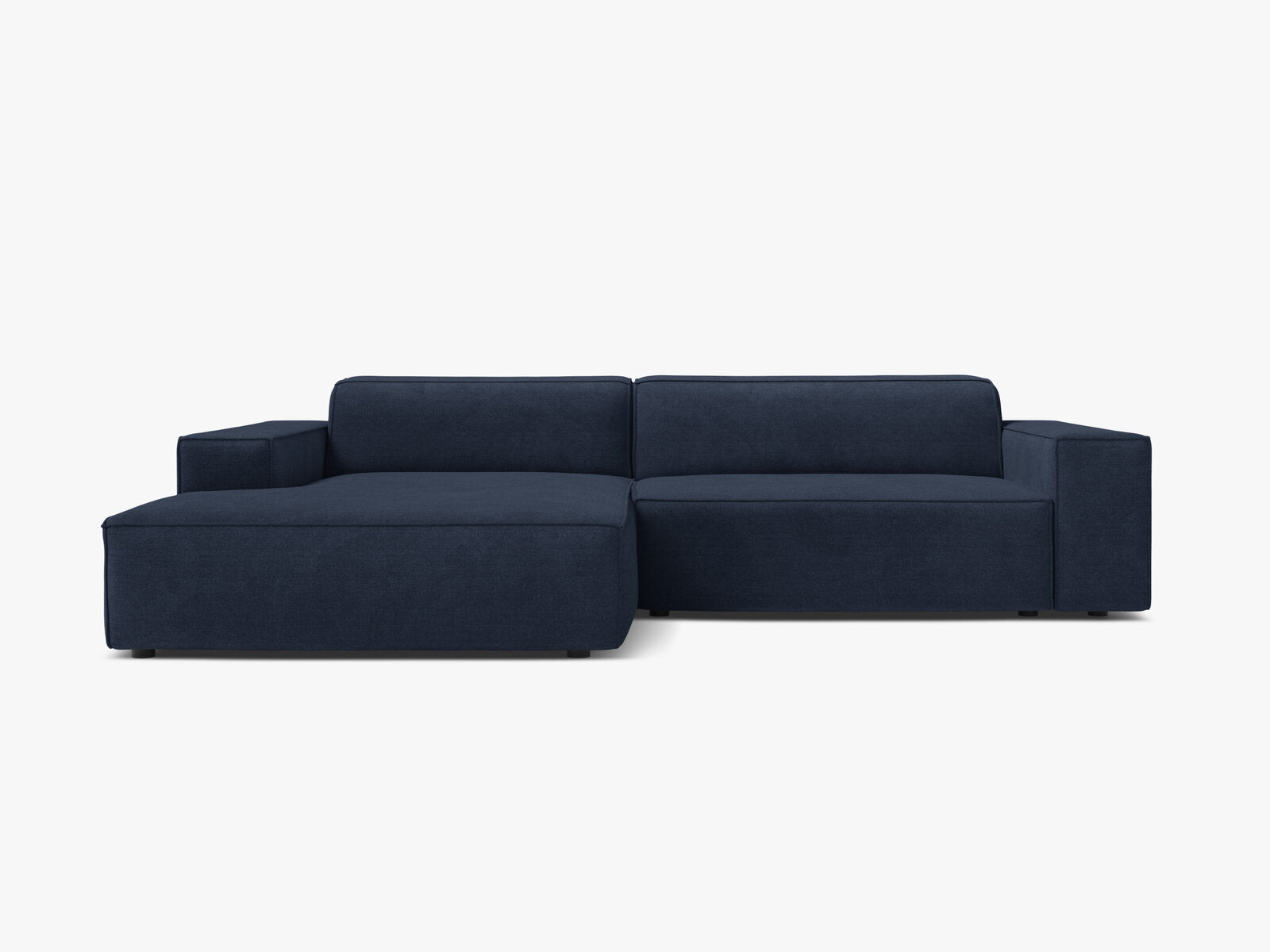 Micadoni Ecksofa Jodie 3-Sitzer Links Strukturierter Stoff Liberty Marineblau