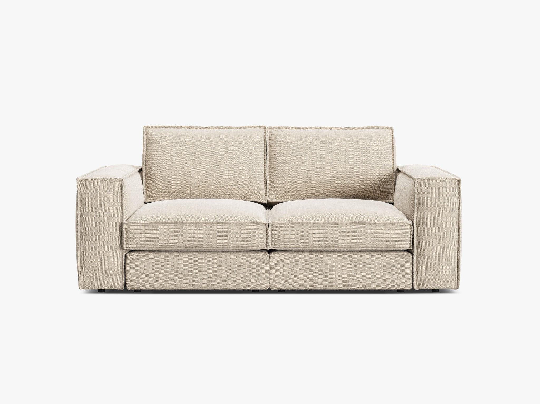 Micadoni modulares Sofa Pola 2-Sitzer Strukturierter Stoff Babel Beige