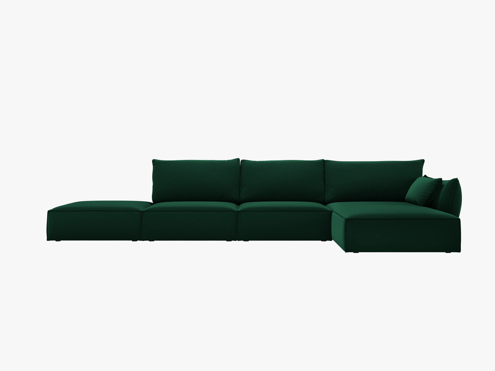 Micadoni Ecksofa Kaelle 5-Sitzer Rechts Samt Bluvel Flaschengrün