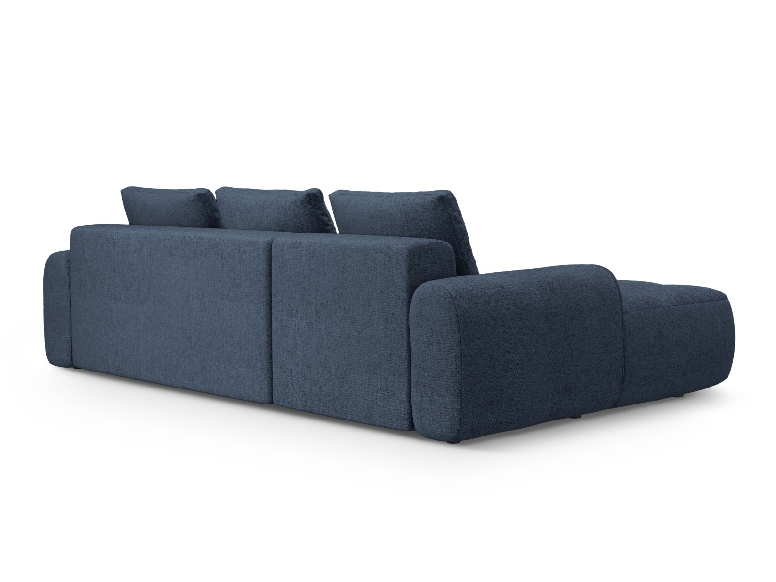 Cosmopolitan Design Ecksofa Linz 3-Sitzer mit Schlaffunktion Strukturierter Stoff Sorella Dunkelblau Links