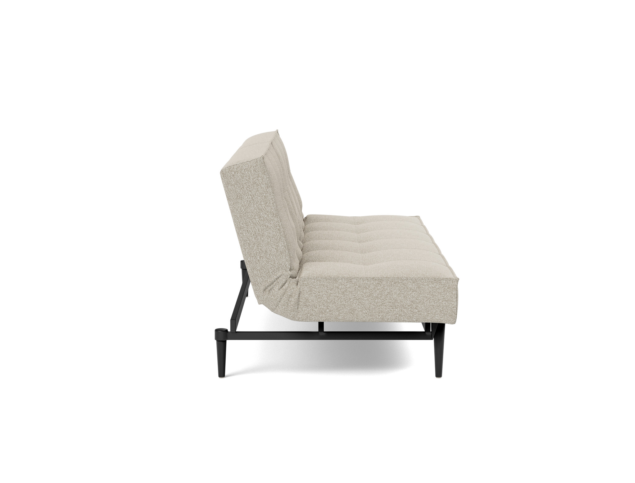 Schlafsofa Splitback Boucle Skandi 539-Beige Beine Styletto Eiche schwarz