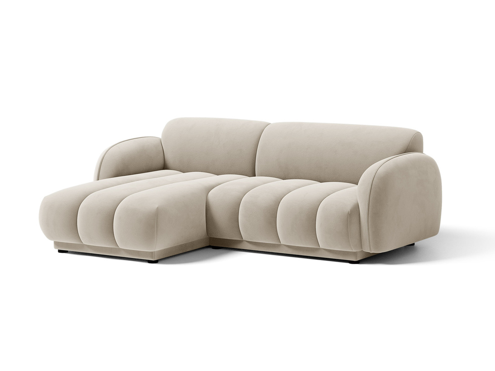 Cosmopolitan Design Ecksofa Bilbao 3-Sitzer kleine Version Samt Casino Helles Beige Links