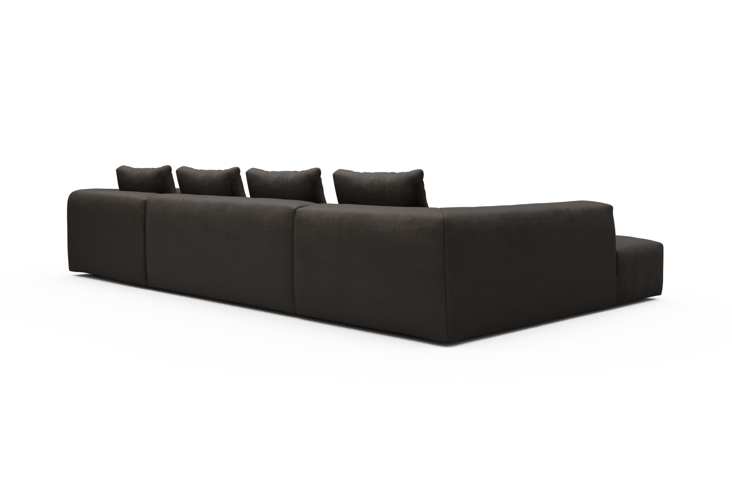 Wohnlandschaft Fred Relax-Ecke links mit 2-Sitzer und Chaiselongue rechts Kord Cordufine 307-Taupe