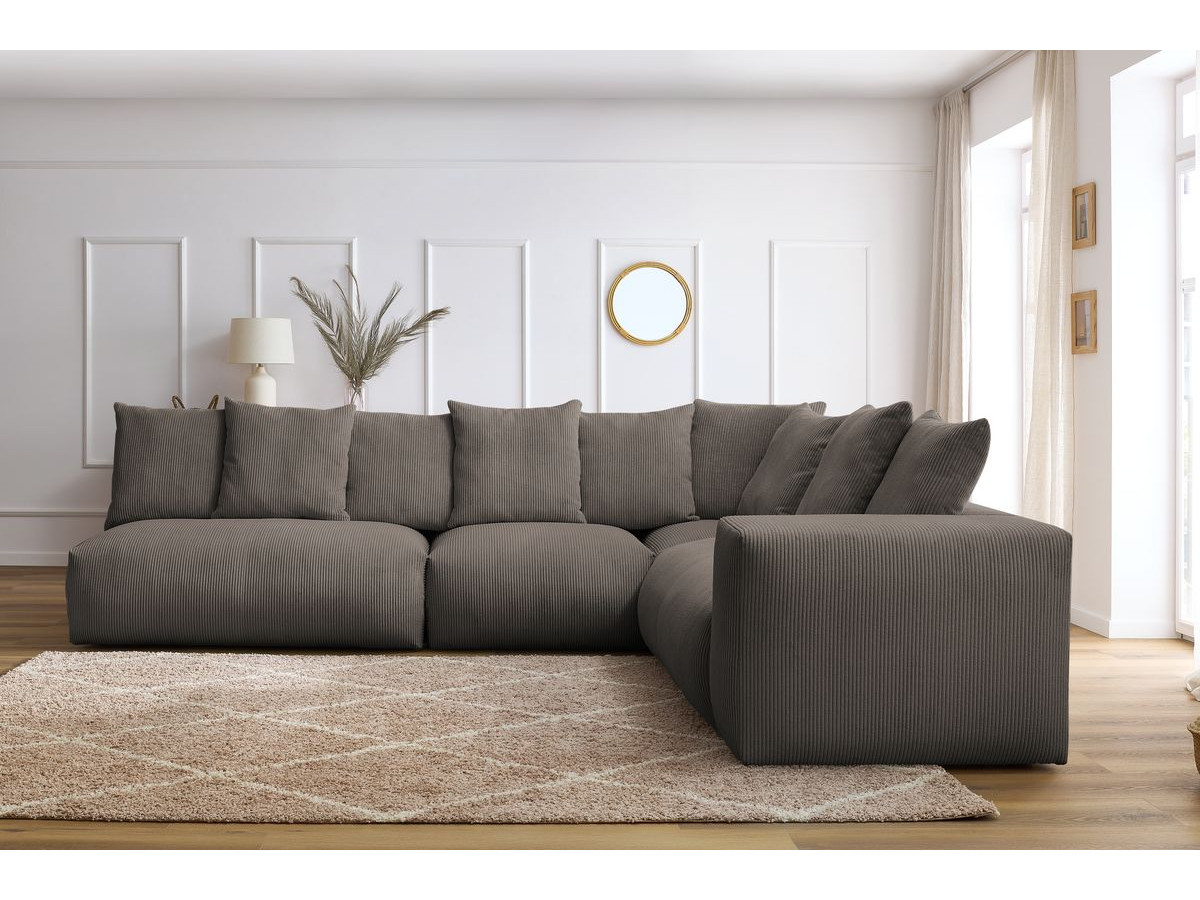 Bobochic Voltaire Ecksofa 322 × 268 cm Cordsamt Taupe Ecke rechts